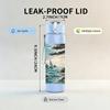 1PC Pine Tree Cliff Ocean Bay Landscape Print 750ml Color Plastic Sports Water Bottle Leakproof Flip Straw Lid Suitable for Sports Office Home Use