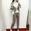 Модный женский повседневный вязаный клетчатый свитер, комплект из двух предметов