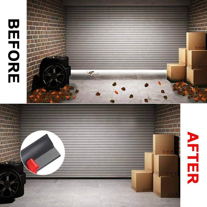 Joint bas de porte de garage universel en caoutchouc silicone - noir, auto-adhésif ou clous
