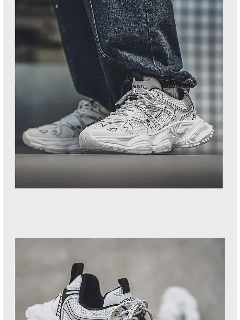 Мужские осенние дышащие повседневные кроссовки 2024 года — легкие, нескользящие, модные туфли на толстой подошве