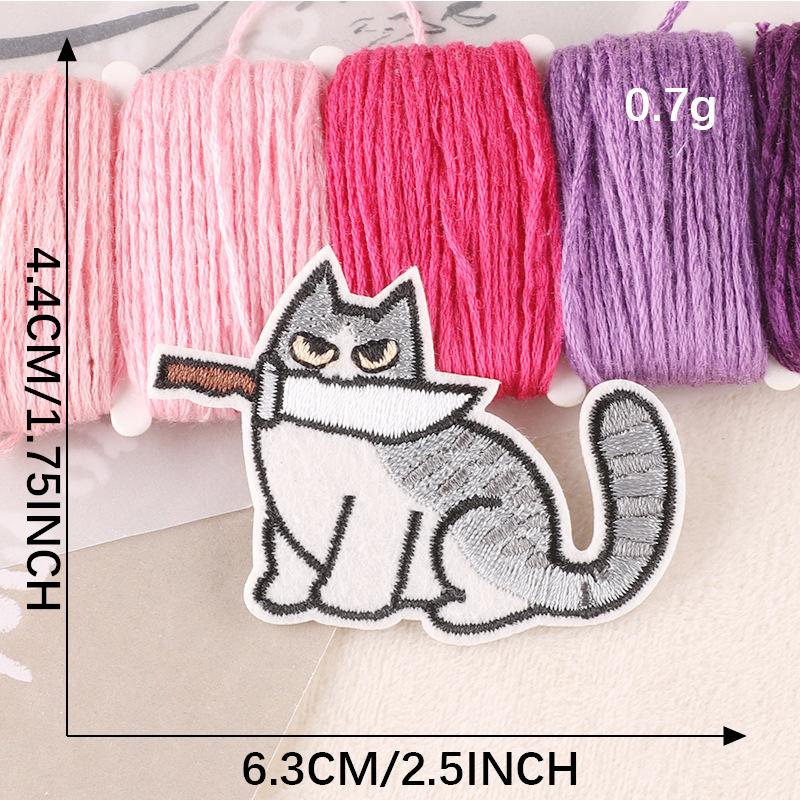 Вышитая этикетка с изображением мультяшного животного, кота, этикетка с изображением значка, аксессуаров для одежды, нашивка для глажки, вышивка, наклейка на ткань