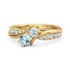 Blue Topaz Twin Stone Pavé Ring - Sterling Silver Gold Vermeil