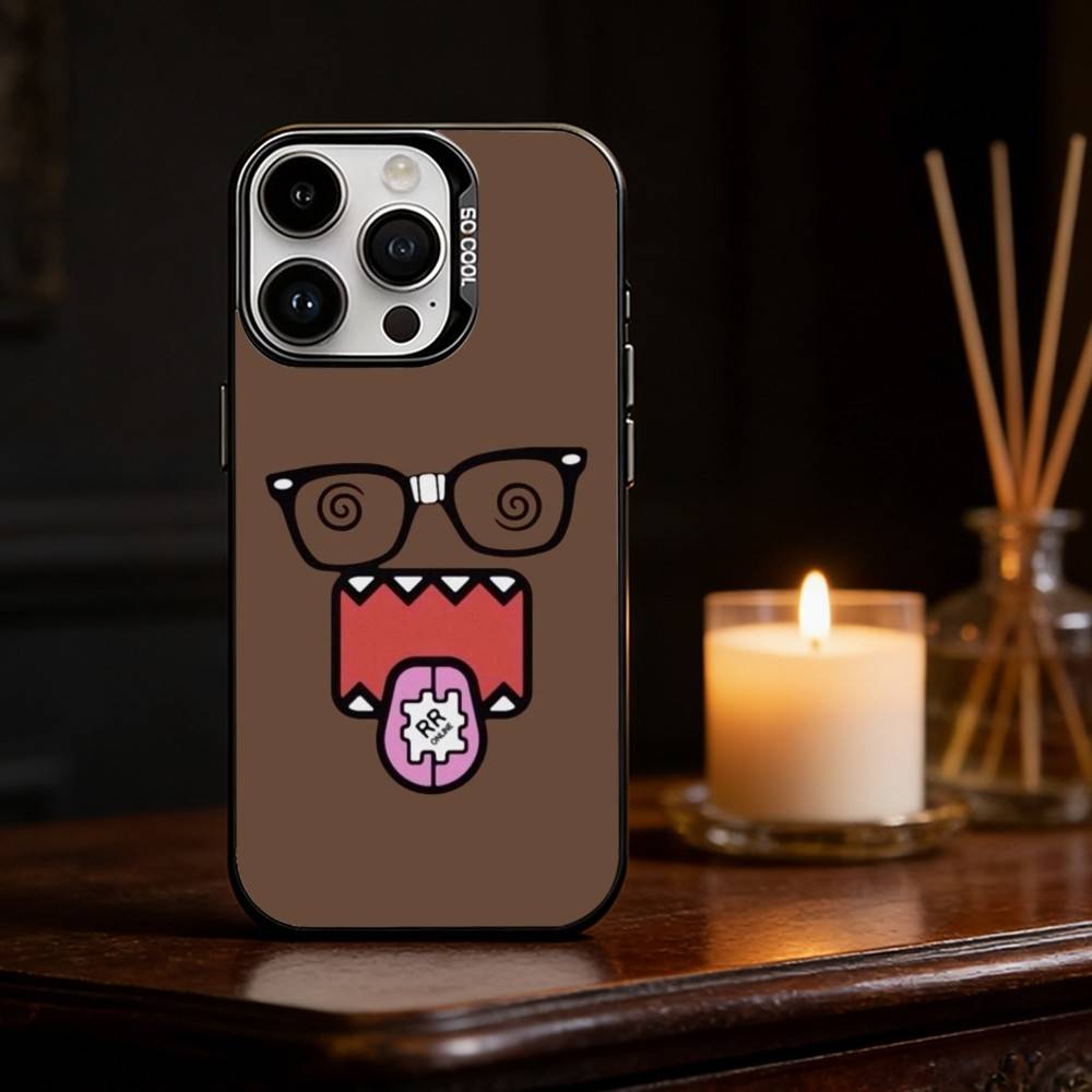 Милый Чехол для Телефона Domo-kun Чехол для Телефона Для iPhone 17 16 15 14 13 12 11 Pro Max Plus Серебристый Матовый Черный Чехол