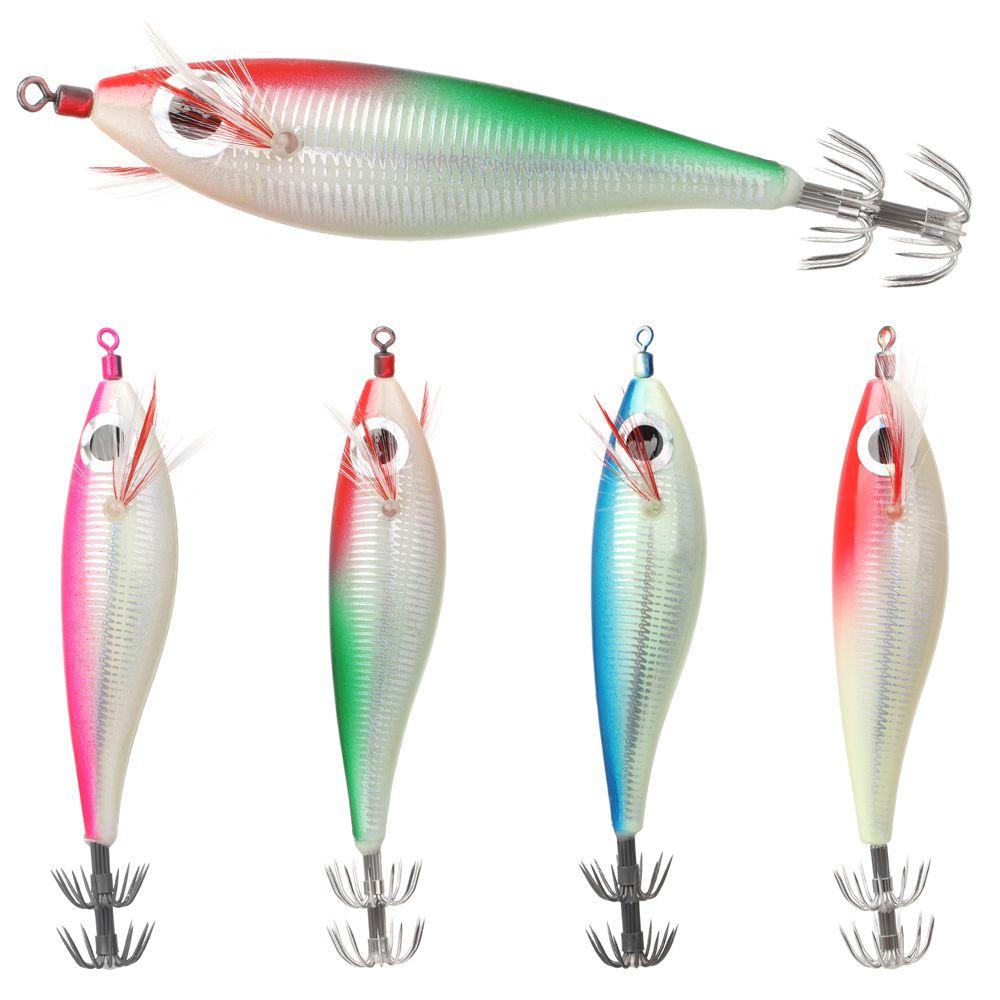 Copper Sinker Luminous Artificial Jigs Octopus Bait Wood Shrimp Lures Fishing Tackle Squid Hook