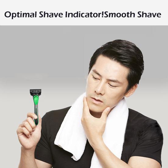 Ручная бритва с 5 сменными лезвиями, 7 слоев лезвий из нержавеющей стали, резиновая ручка, для мужчин и женщин, триммер для удаления волос и бороды, инструмент для бритья