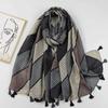 2024 Spring And Autumn Winter New Cotton And Hemp Long Thin Scarf Travel Versatile Sunscreen Warm Shawl For Women