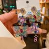 Silver Rhinestone Crystal Flower Asymmetric Earrings - Colorful Retro Court Style Studs for Women