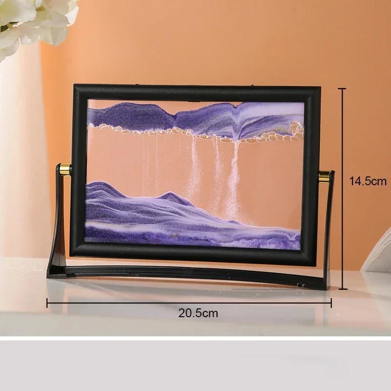 Creative Moving Sand Art Painting Square Glass 3D Deep Sea Sandscape Quicksand Hourglass Rotatable Flowing Sand Home Decor Gifts