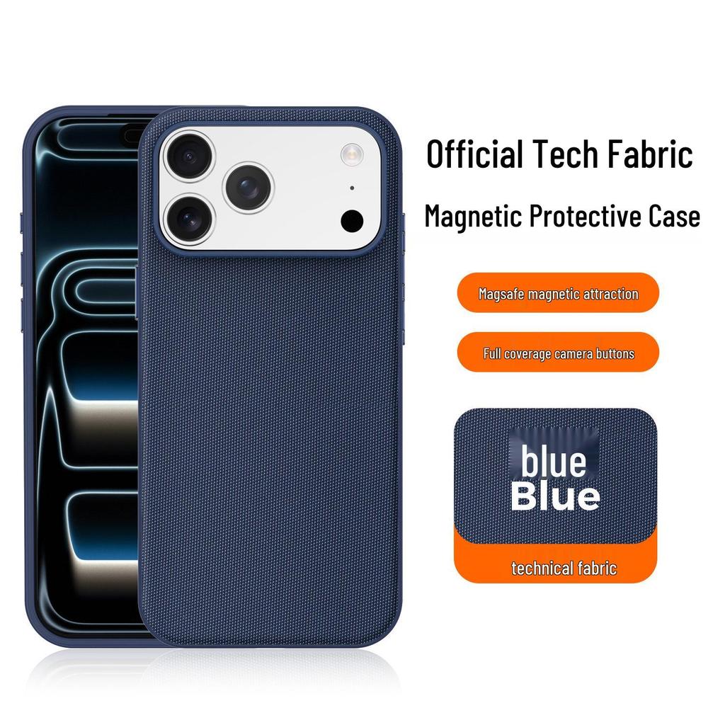 Магнитный чехол из ткани Tech Cloth для iPhone 15/16/17 Pro Max с защитой кнопки камеры.