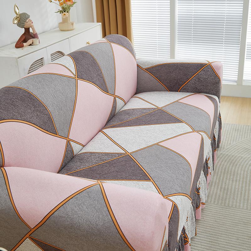 Printed Ruffled Skirt Sofa Covers for Living Room Stretch Couch Cover Sofa Slipcover Furniture Protector Easy Fitted Washable