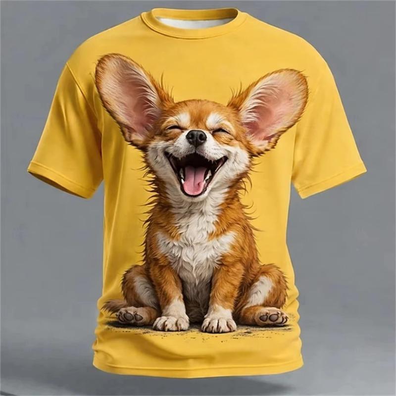 Cartoon Animal 3D Print Men's T-Shirts Funny Dog Pattern Street Short Sleeve Tee Summer Casual O-neck Tops