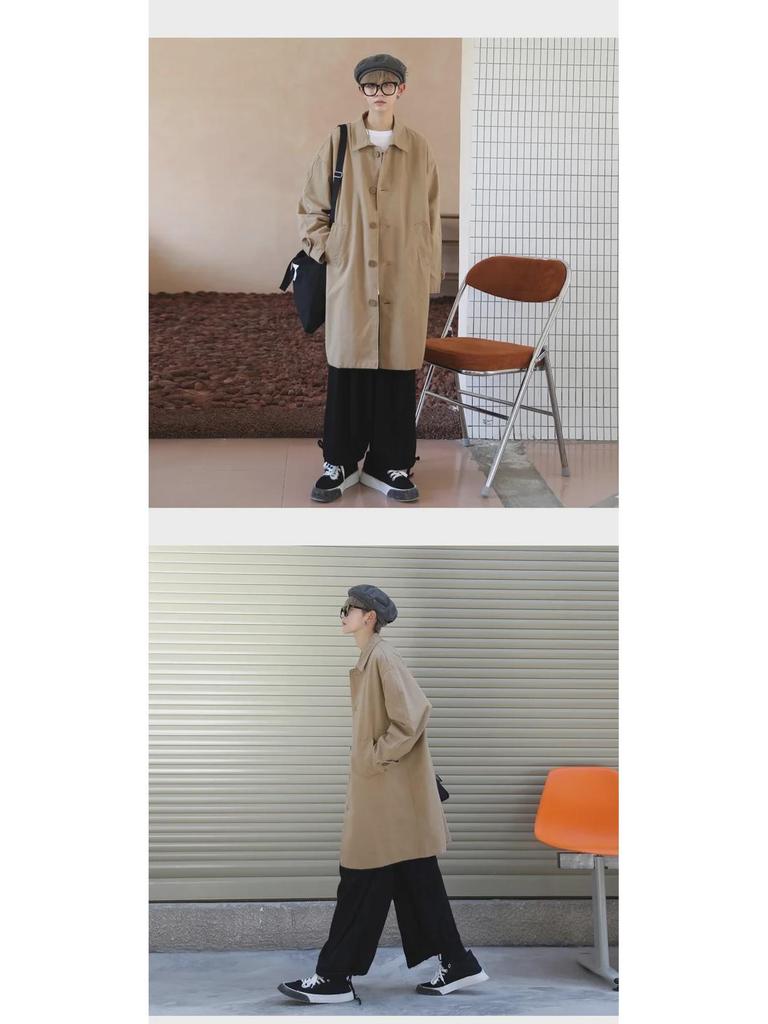 Мужская модная повседневная куртка-ветровка - весна/осень, средней длины, в гонконгском/японском/корейском стиле, спортивная, элегантная, свободного кроя.