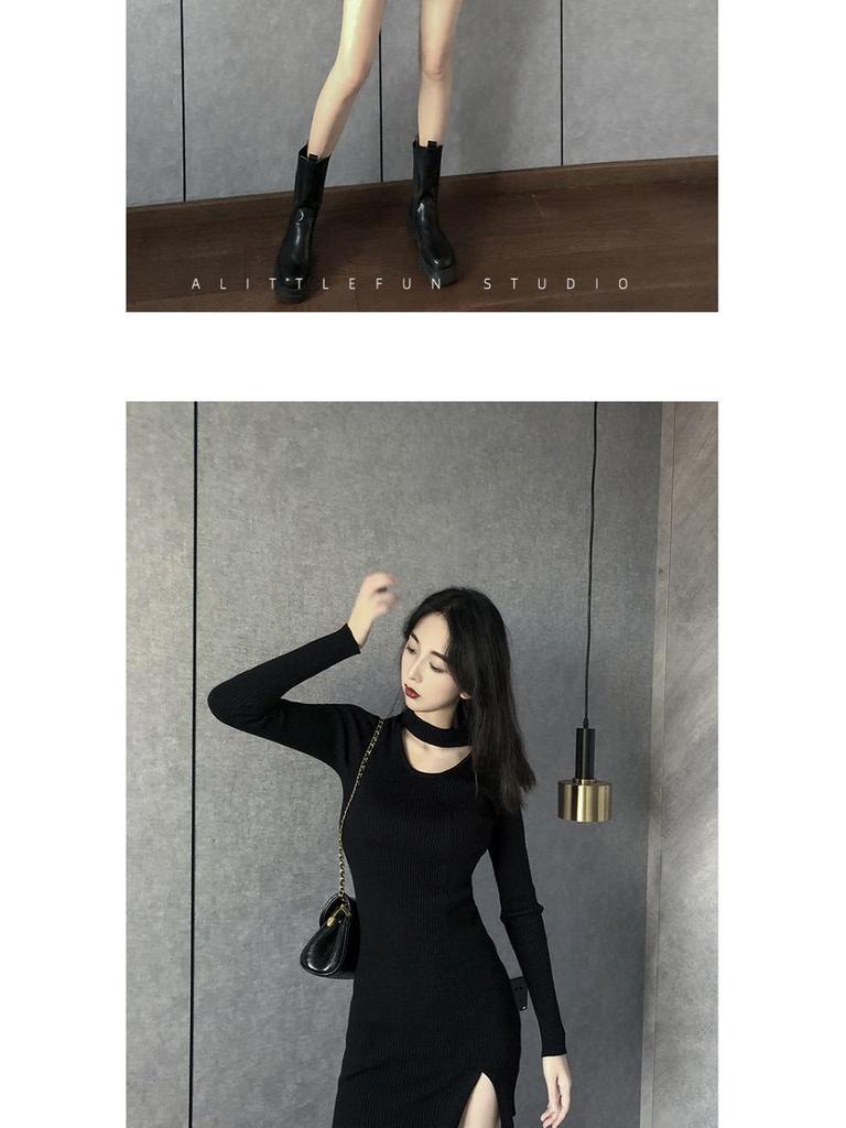 2022 Pure Desire черное облегающее платье-клуб с вырезом - коллекция весна и осень, сексуальная юбка большого размера снизу