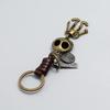 Rockyu Key Holder Men Women Halloween Skeleton Pendant Genuine Leather Braided Design Unique Retro Style Accessory 13cm