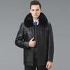 Men's Winter Sheepskin Leather Jacket with Detachable Liner and Real Fur Collar