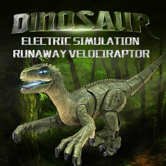 Velociraptor jaune - dinosaure RC 2.4G, Simulation de vélociraptor, télécommande intelligente, Animal avec lu