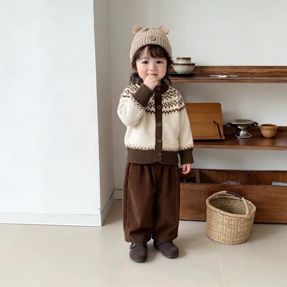 Mori Retro Baby Autumn And Winter Sweater New Baby Jacquard Embroidered Knitted Cardigan Jacket