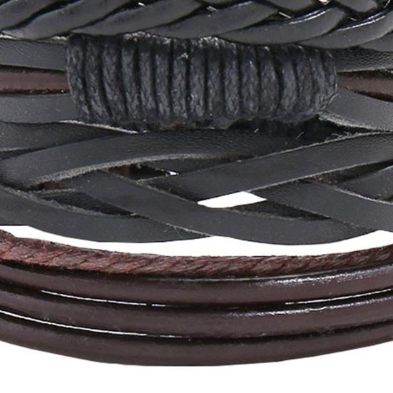 4 шт./компл., многослойные плетеные браслеты из искусственной кожи, льняная веревка, регулируемые браслеты ручной работы унисекс, ювелирные аксессуары