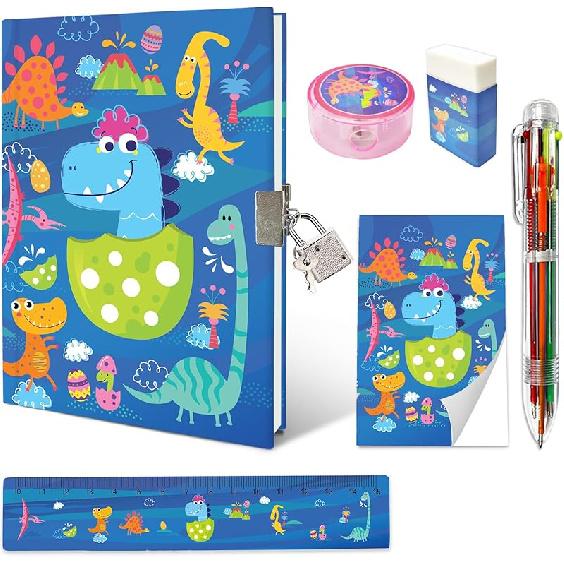 Butterfly Girls Diary with Lock, Set of Diary for Girls Incl. Kids Journal with Lock & Pen (6-Multicolor) Memo Ruler Sharpener Eraser Pink Girls