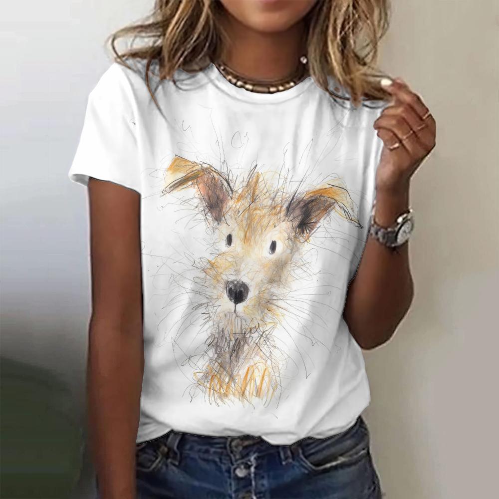 Summer Kawaii Cartoon Dog 3D Print T-shirts Women Streetwear Fashion Y2k Casual Short Sleeve T Shirt O-neck Tees Tops Clothing