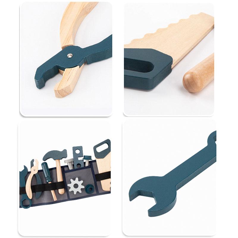 Детский игрушечный инструмент для ролевых игр, развивающие игрушки для мальчиков 3-6 лет, деревянный имитационный набор детского ремонтника с поясной сумкой