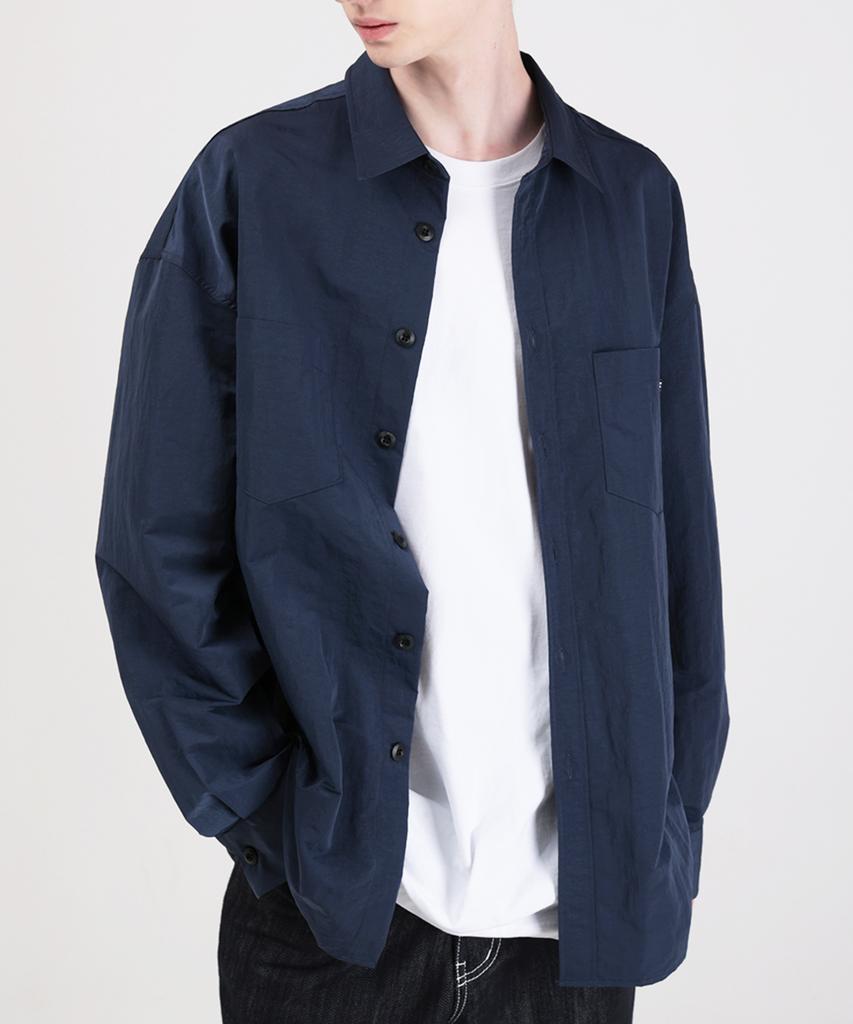 WHEN YOU MOVE Nylon City Pocket Shirt Navy