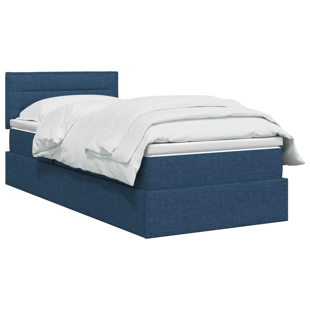 Storage Bed with Mattress Blue 100 x 200 cm Velvet