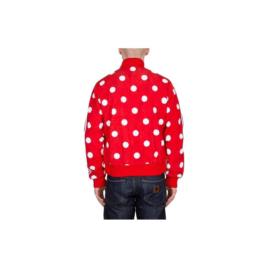 Adidas Leather Track Jacket With Polka Dot Zip And Stand Collar Men Outerwear Red Ab1618