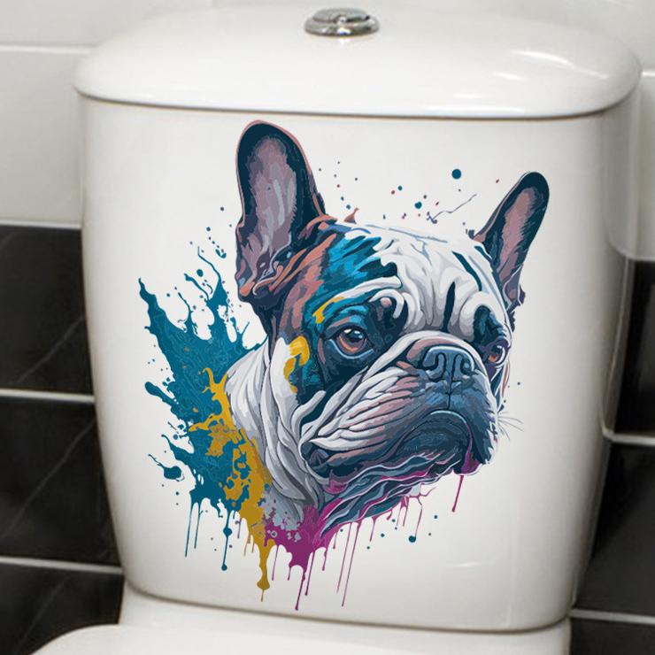 Cute Animal Wall Decals Creative Dog and Cat Cartoon Stickers for Waterproof Bathroom Toilet Seat