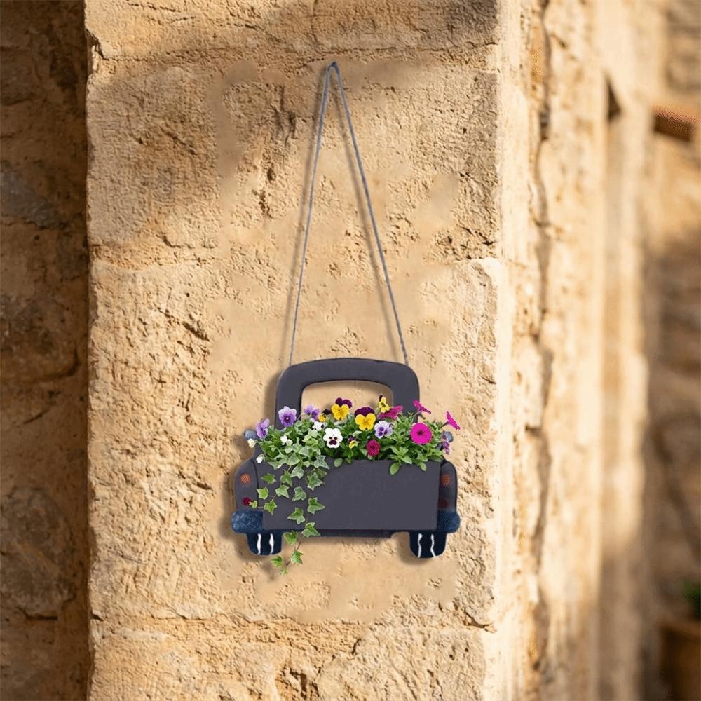 Retro Cartoon Truck Shaped Flower Pot Iron Car Wall Planter Hanging Truck Planter for Balcony