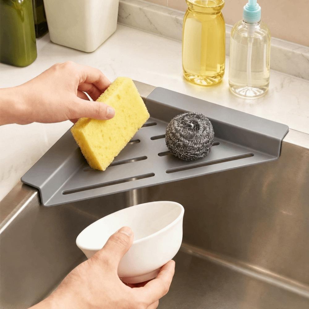 Non-Slip Sink Drainer Triangular Kitchen Sink Storage Shelf for Kitchen Utensil