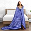 Geometric Blue blanket with Intricate White Pattern for   blanket, suitable for use in the bedroom, living room, on the sofa