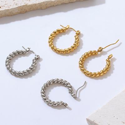 Серьги Niche Personality Simple Versatile, геометрические линии, дизайн с закрученными концами, титановая сталь, позолоченные, глянцевые, О-образные серьги