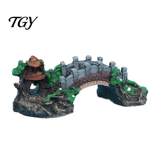 Аксессуары для аквариума с петушком, Орнамент-мост для аквариума, Миниатюрный декоративный элемент-арка для рыбок, Мини-модель в природном стиле для террариума, Маленький для сказочного сада