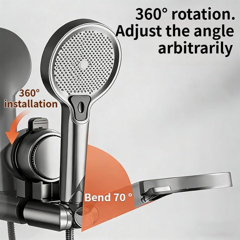 Relocatable Wall Mounted New Unique Horizontal Setting Suction Cup Handheld Shower Head Holder Supports Large Shower Head