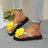 Fashion New Non-slip Platform Flip-flops Wear Fashion Wedges Sandals Female Summer National Style Flower Beach Slippers
