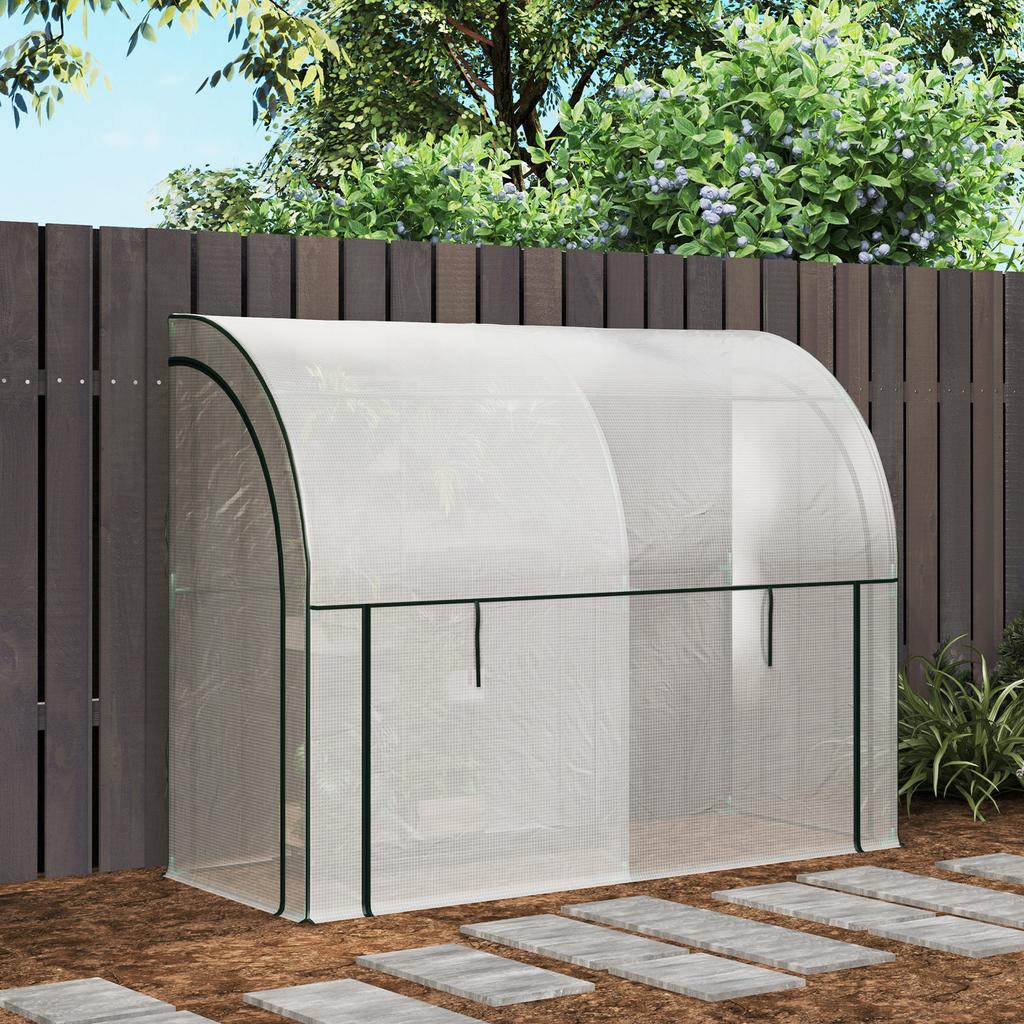 Wall-Mounted Greenhouse, Accessible Plant House, Plastic Tarpaulin, 300 x 80 x 157 cm, White