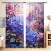2 Panels Purple and Pink Hydrangeas Printed Curtains   Shade and Privacy Protection   Suitable for Decorating Various Rooms