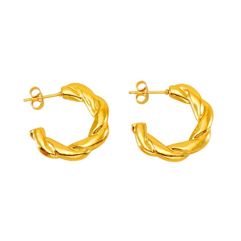 Винтажные серьги-кольца из нержавеющей стали с закручиванием для женщин, модный нишевый дизайн, ювелирное изделие-подарок