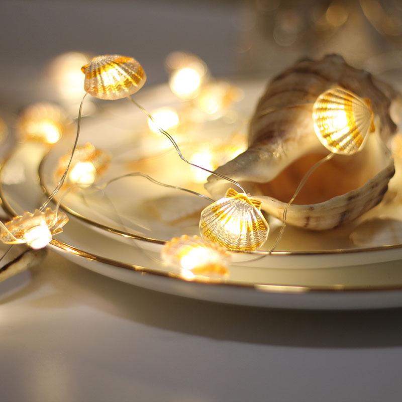 LED Ocean Series Children's Decorative String Lights: Starfish, Seashell, Seahorse, Conch Copper Wire Fasteners.