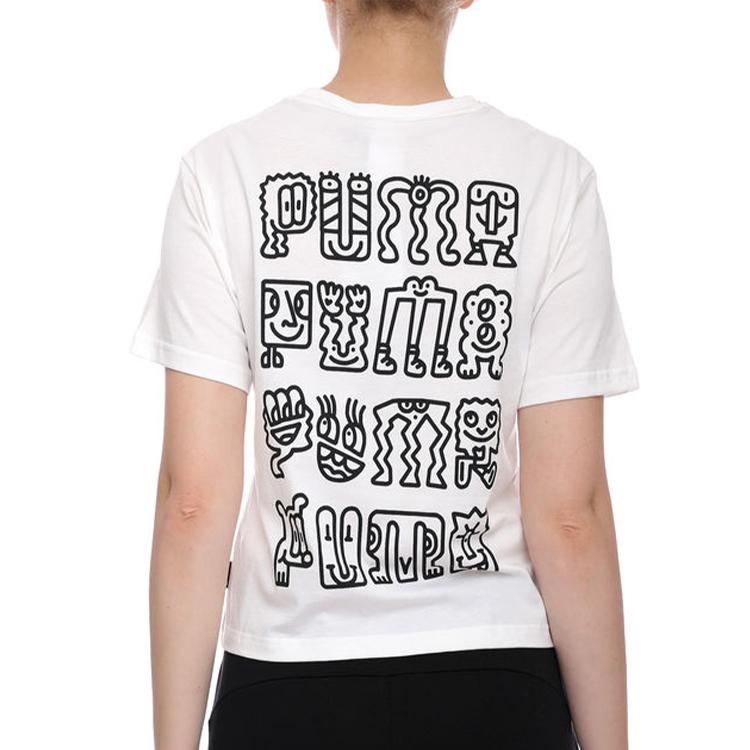 Puma Футболка с коротким рукавом с принтом X Mr Doodle Женские топы Белая 598654-02