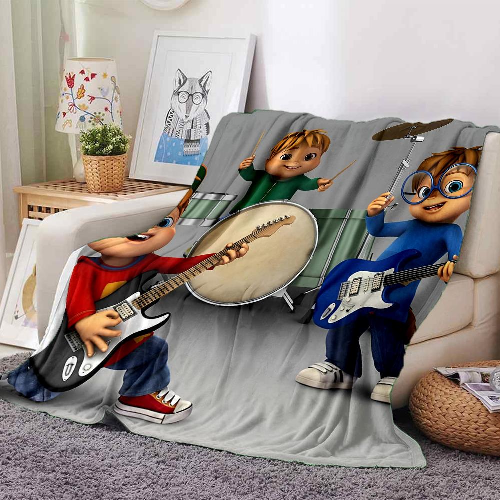 Alvin and the Chipmunks Theme Printed Blanket - Perfect for Couch, Bed, Travel & Outdoor Use | Machine Washable, Cozy & Durable.