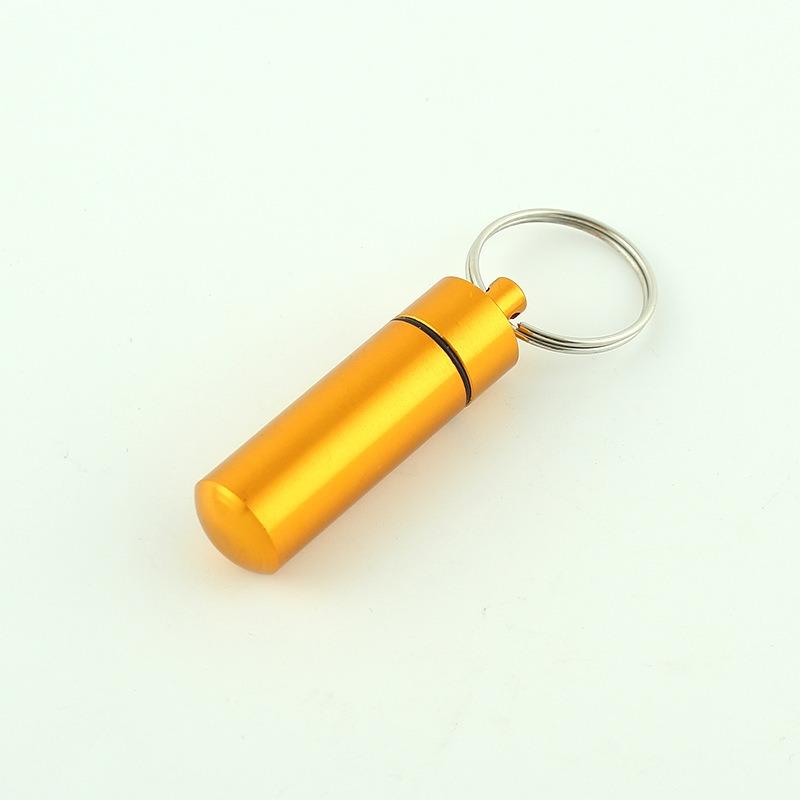 Портативная бутылочка для лекарств Мини брелок из алюминиевого сплава Подвесная бутылочка Герметичный отсек Водонепроницаемая металлическая аптечка