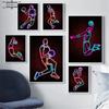 Абстрактные спортивные плееры, знаменитые баскетбольные звезды, холст, картина, неоновый постер, настенные художественные картинки для гостиной, домашний декор, комната для мальчиков