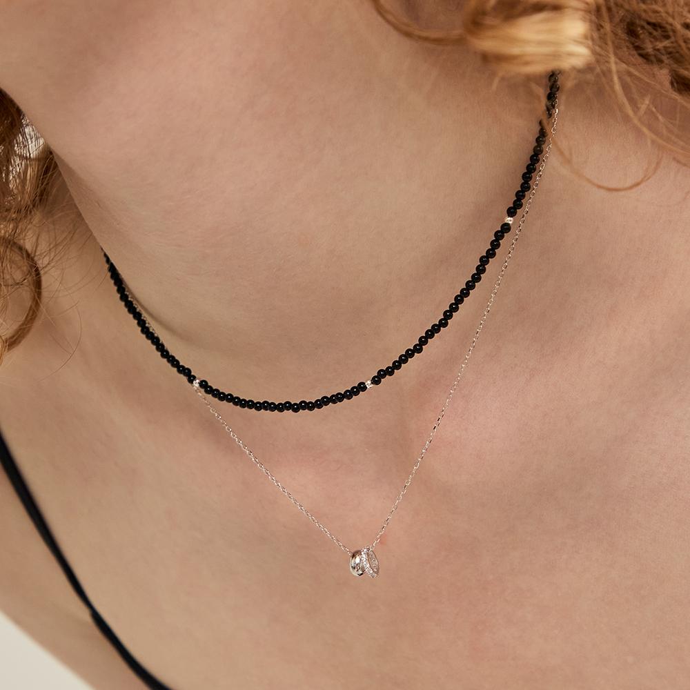 Серебряное колье Lunne 925 с черным ониксом Midnight Black #Lsn73
