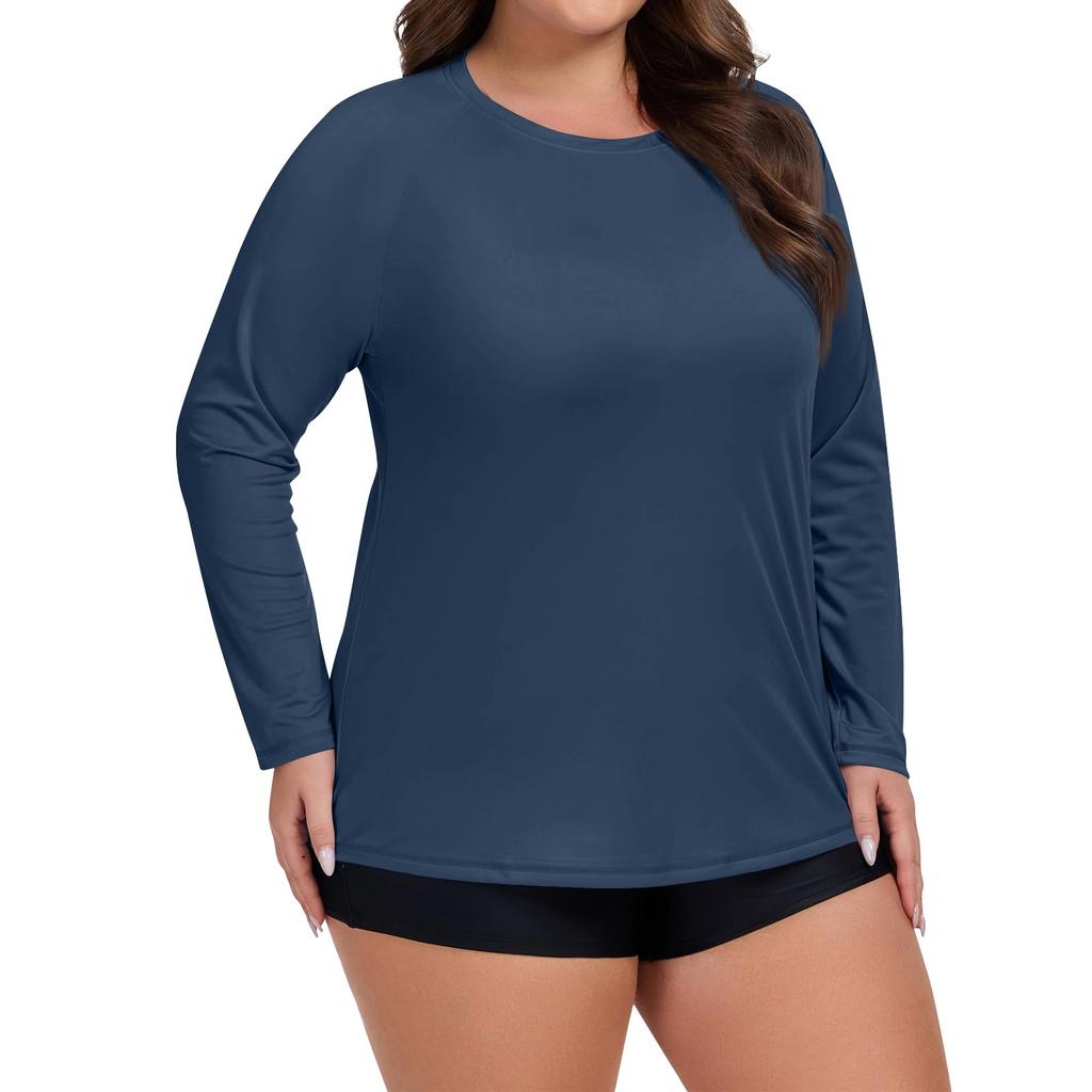 Женский однотонный купальник большого размера с длинным рукавом, солнцезащитная куртка, быстросохнущий топ для хайкинга