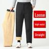 Dad's Cotton Outerwear: Thickened Velvet Trousers for Autumn/Winter - Warm Lambskin Pants for Middle-aged & Elderly.