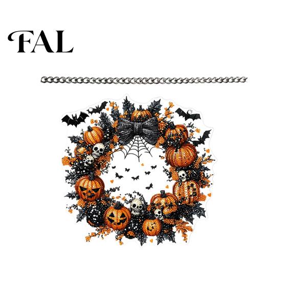 Acrylic Pumpkin Wall Hanging Halloween Pendant Decoration with Chain Waterproof Welcome Festive Window Ornament Sign for Front Door Porch Indoor