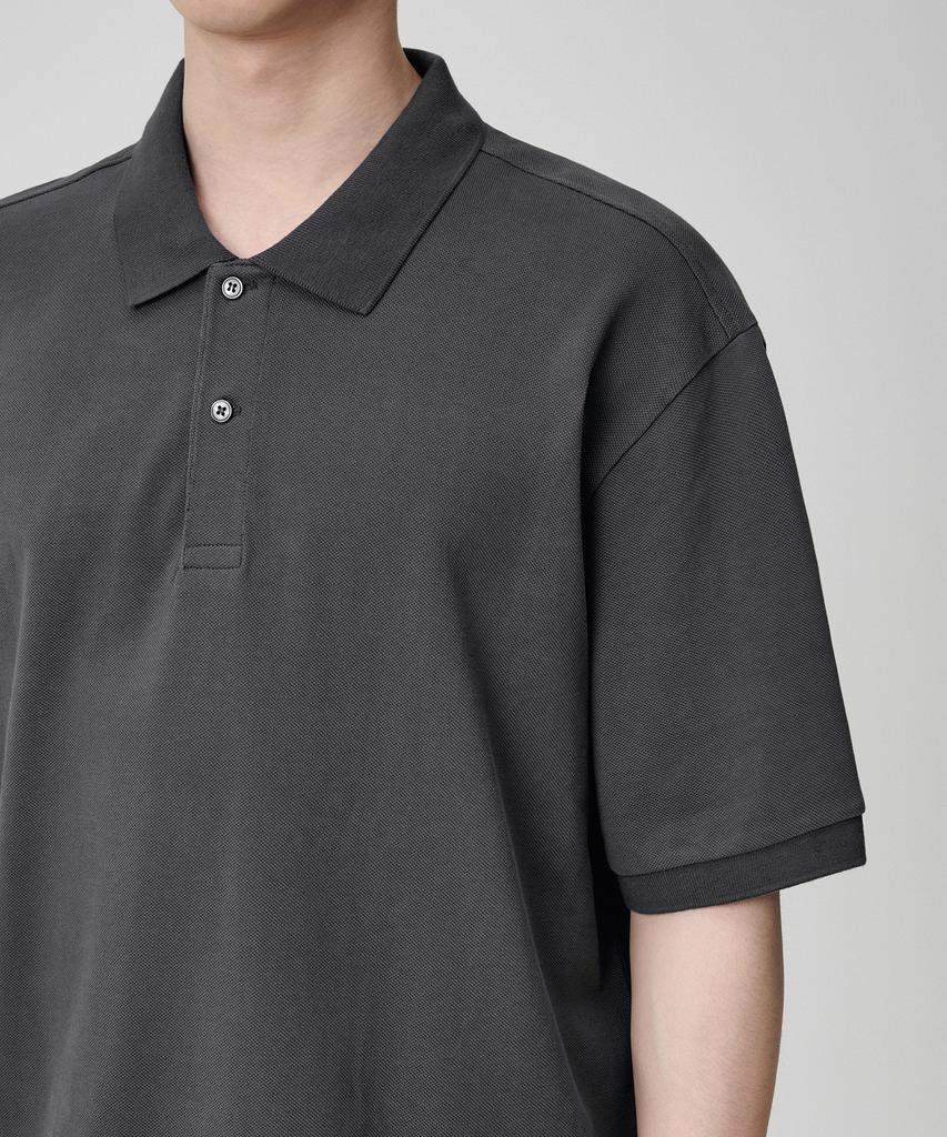 MUSINSA STANDARD Relaxed Fit Pique Polo Shirt [Gunmetal]