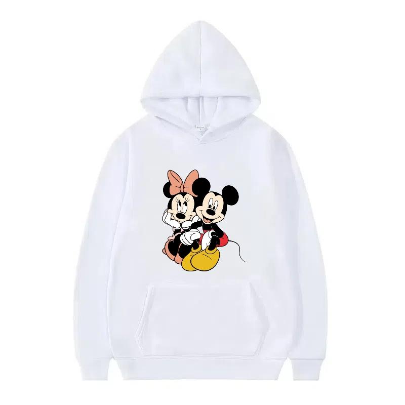 Disney Mickey Mouse Pattern Woman Streetwear Loose Black Winter Tops Clothes Pullovers Ladies Cheap Y2k Hoodies Men Sweatshirts